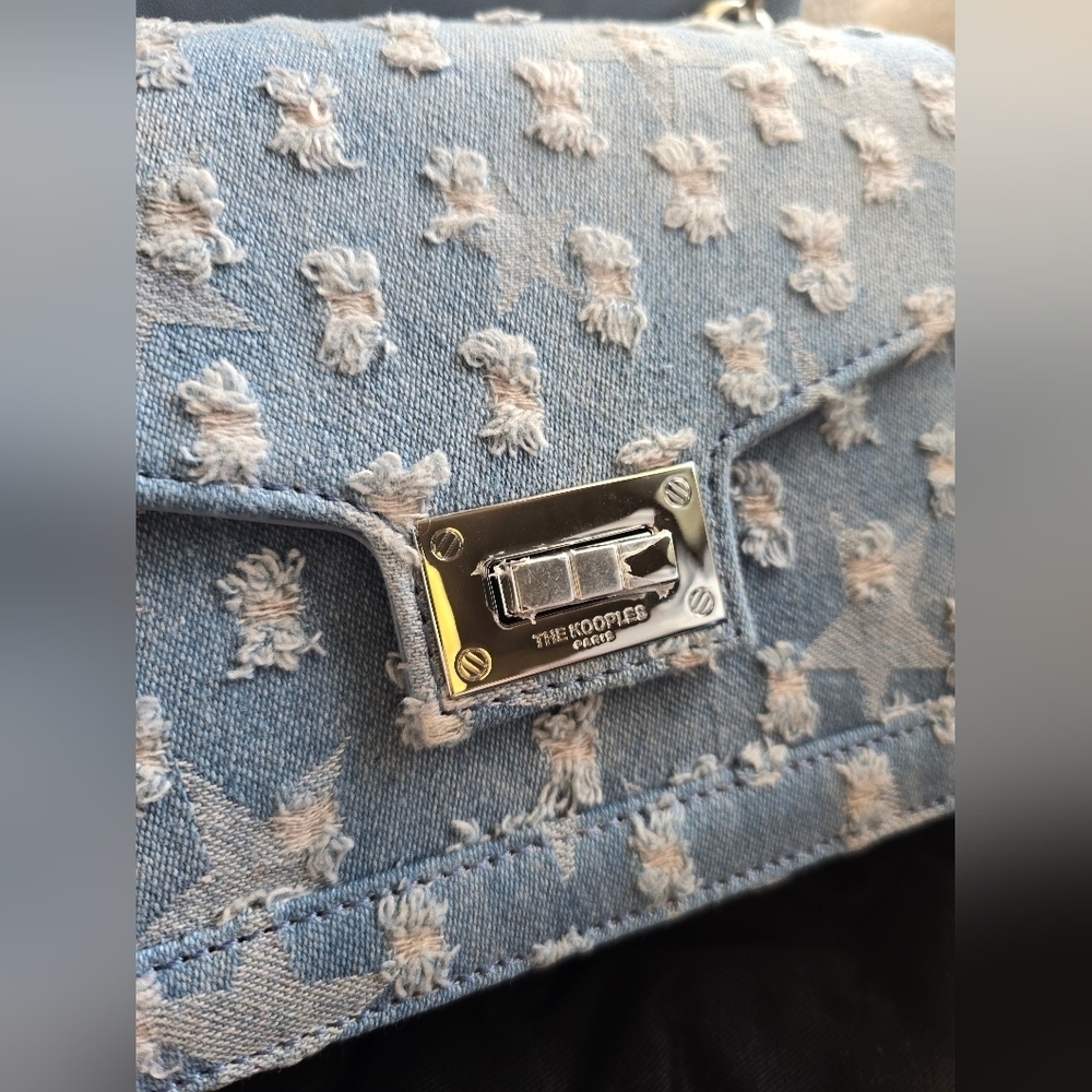 NEW! THE KOOPLES, Emily Star Denim Bag, Blue, MSRP $495 - Picture 7 of 11